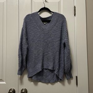 American Eagle Outfitters Heathered Blue V-Neck Sweater